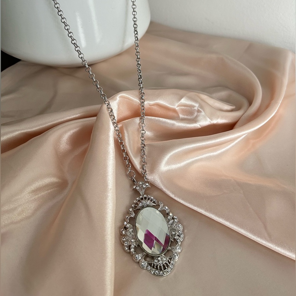 Vintage Long Silver Plate Necklace Brand New